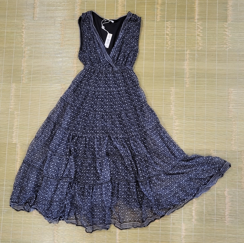 🖤 SOLD ON EBAY 🖤 Max Studio Sleeveless Floral Ruffle Midi Dress Medium - Picture 2 of 6